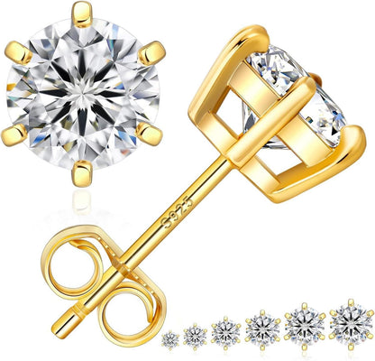 KRKC&CO Moissanit Ohrringe 925 Silber Damen 0,6 ct VVS1 D 14K Gold 4,0 mm
