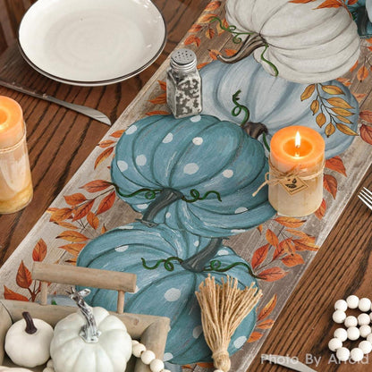 Herbst Tischläufer Blau Kürbisse 40x100 cm Küche Party Dekor