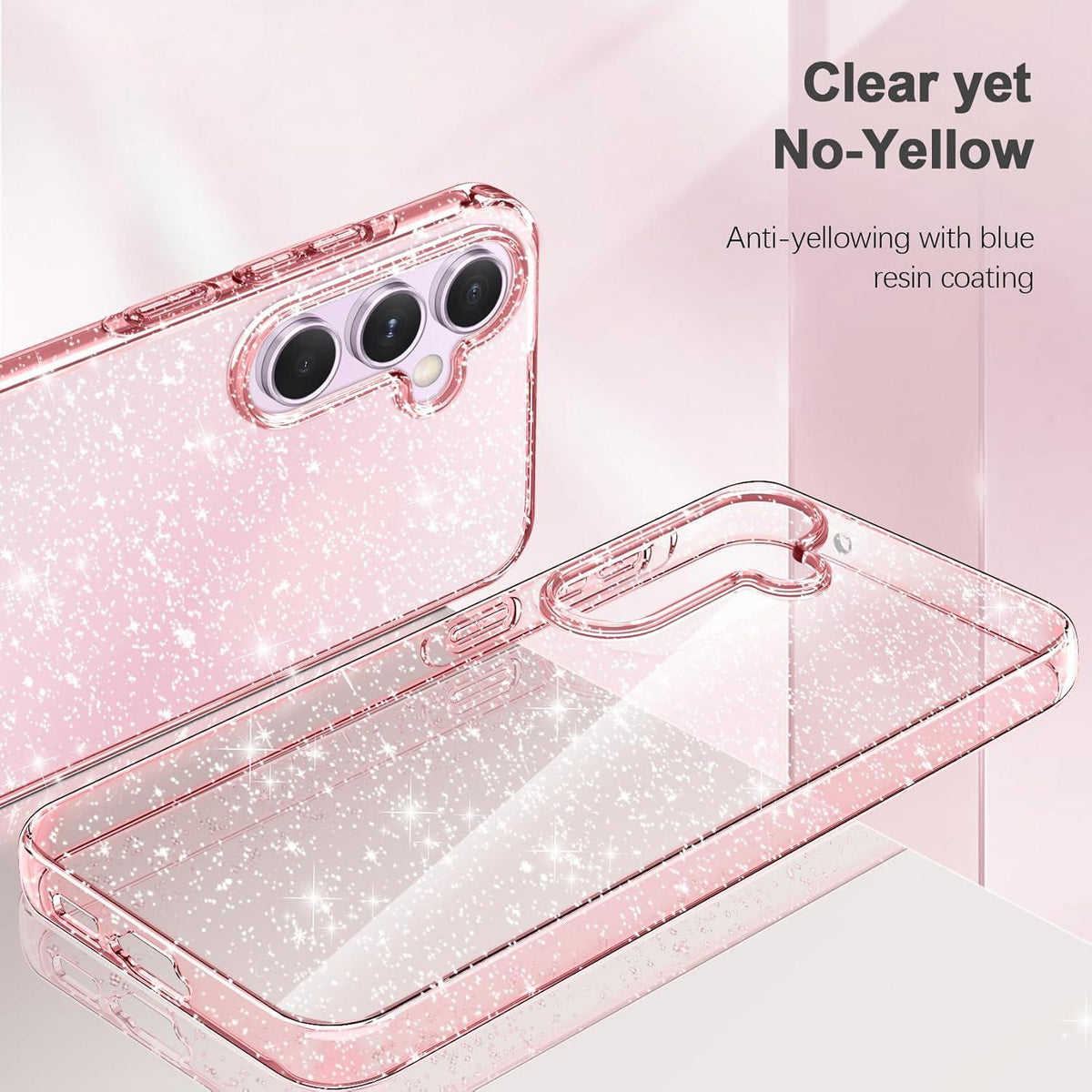 Klare Glitzer Samsung Galaxy A55 5G Handyhülle mit Schutzfolie