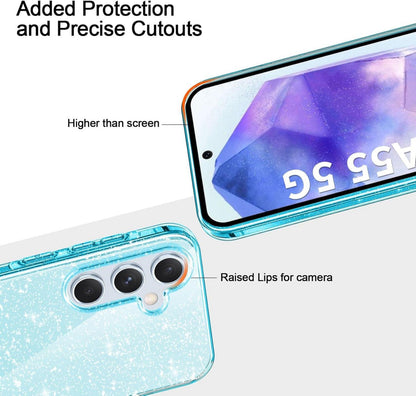 Glitzer Handyhülle Samsung Galaxy A55 5G Transparent Weiche TPU Case Silber