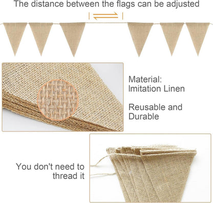 Vintage Wimpelkette Jute 48pcs Hochzeit Garten Party Deko