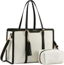 Laptop Handtasche Damen 15,6 Zoll Canvas Schultertasche Schwarz