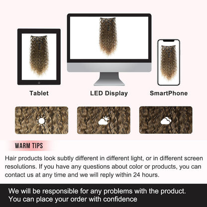 22 Zoll Lockige Haarverlängerung – Dunkelblond Synthetik