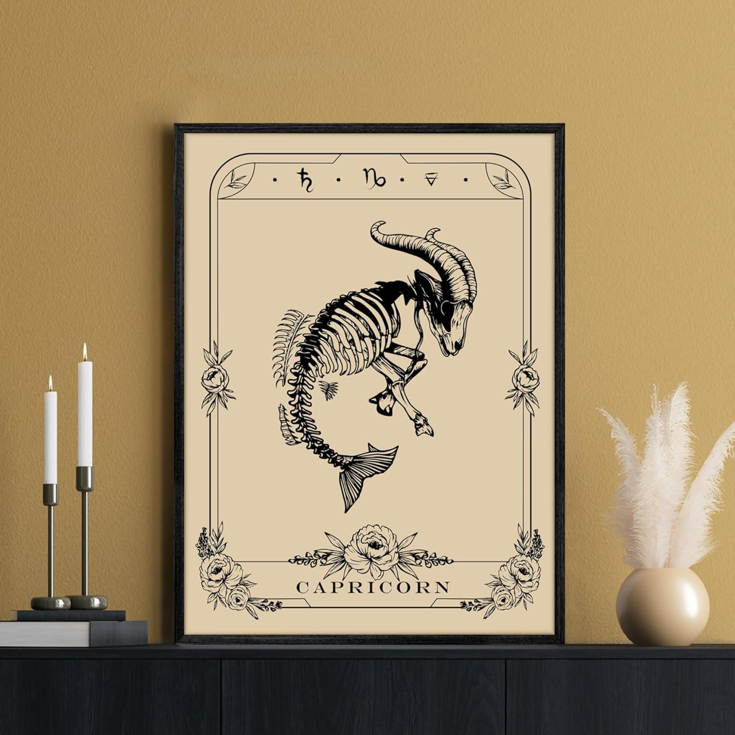 Konstellation Leinwand Bilder mit Schwarzem Rahmen 30x40cm Steinbock