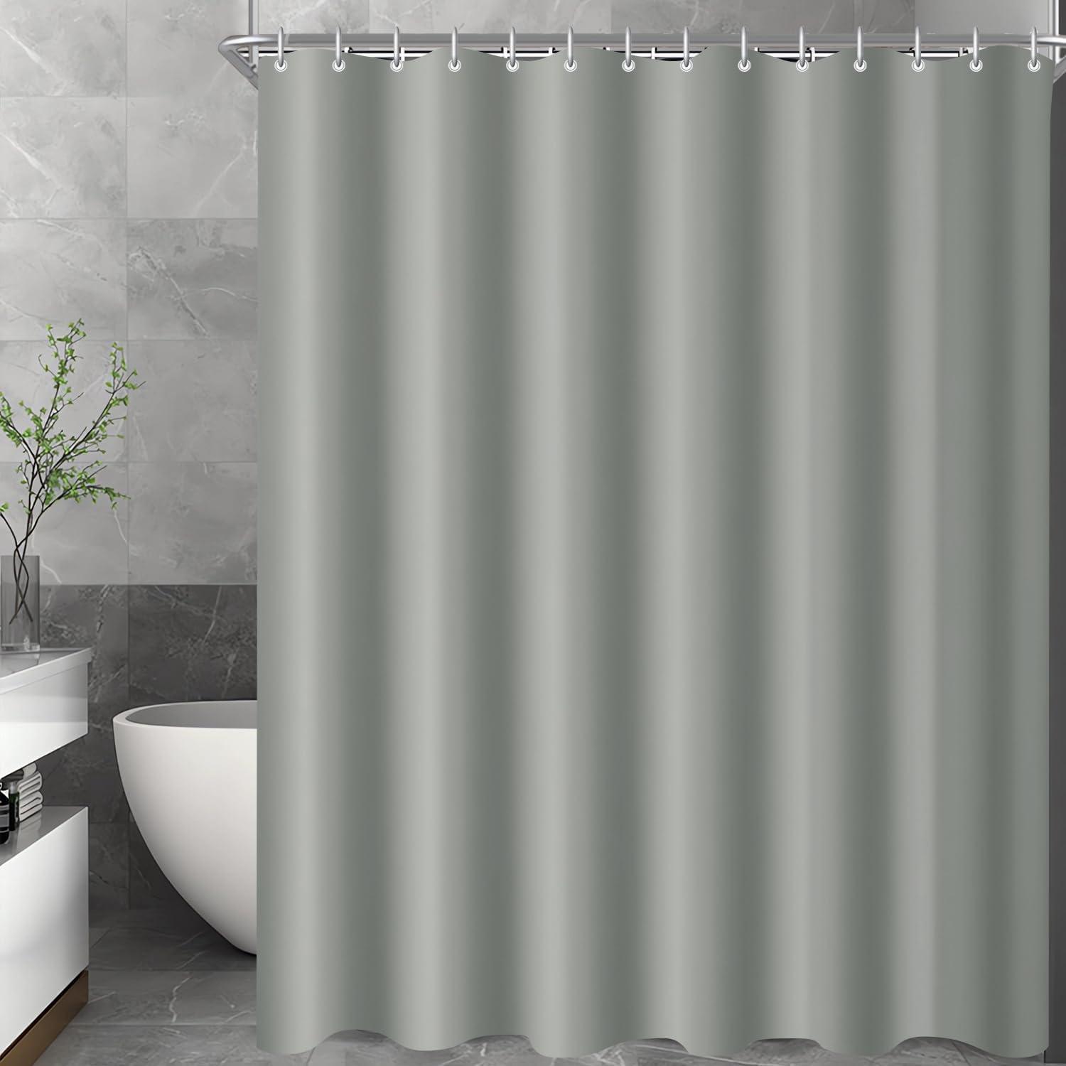 Duschvorhang 180x200cm Grau Polyester Wasserabweisend inkl. 12 Ringe