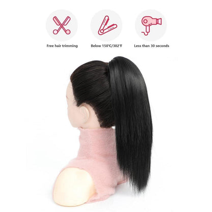 Schwarzer kurzer Pferdeschwanz mit Klauenclip – 30 cm Gerade Haarverlängerung