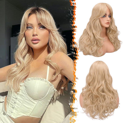 Lange Blonde Schmetterling Perücke mit Pony 66cm - Layered