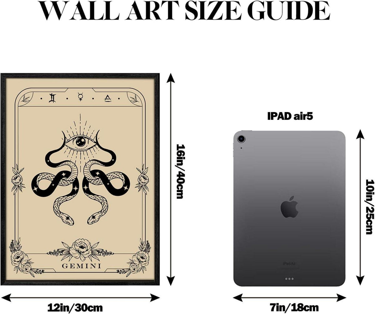 Leinwand Wandbilder mit Rahmen Schwarz 30x40 cm Tarot Zwillinge