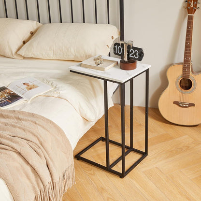 Beistelltisch: 2er Set C-Form Marmoroptik Metallgestell