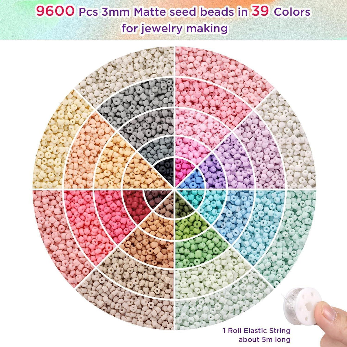 Perlen Set 3mm Matt 9600 Stück 39 Farben für Armbänder Selber Machen
