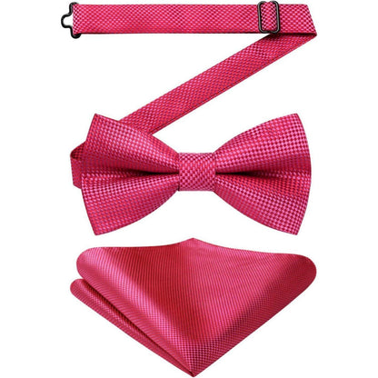 Fliege mit Einstecktuch Set – Vorgebunden, Einstellbar, Rosa