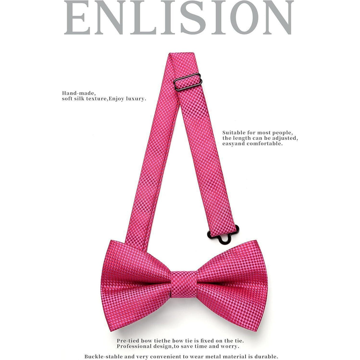 Fliege mit Einstecktuch Set – Vorgebunden, Einstellbar, Rosa