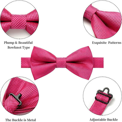 Fliege mit Einstecktuch Set – Vorgebunden, Einstellbar, Rosa