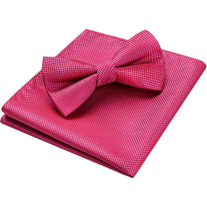 Fliege mit Einstecktuch Set – Vorgebunden, Einstellbar, Rosa