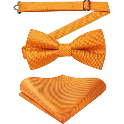 Fliege mit Einstecktuch Set Orange Vorgebunden Einstellbar