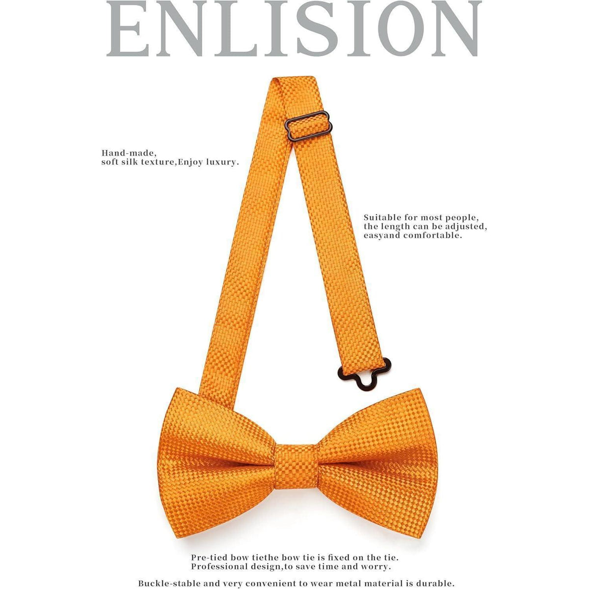 Fliege mit Einstecktuch Set Orange Vorgebunden Einstellbar