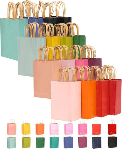 32er Pack Kraftpapiertüten mit Griffen Geschenktüten 21x15x8cm