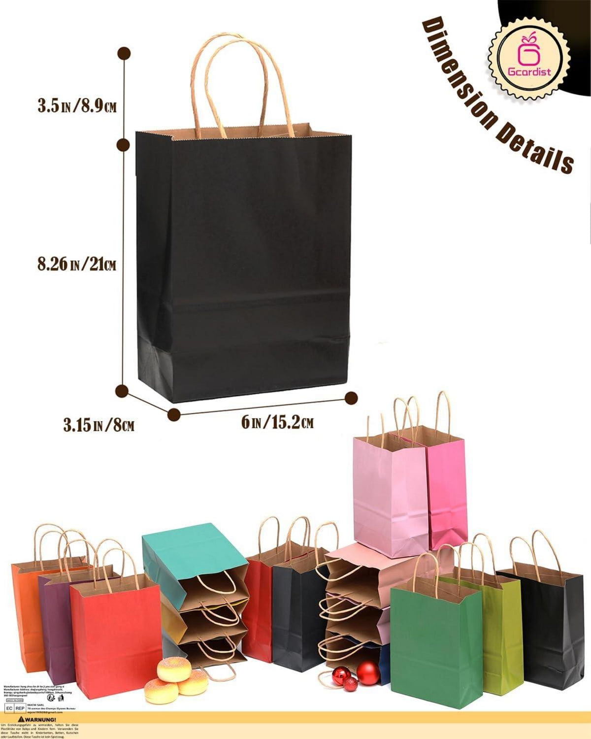 32 Kraftpapier Geschenktüten 21x15x8cm 16 Farben Gcardist