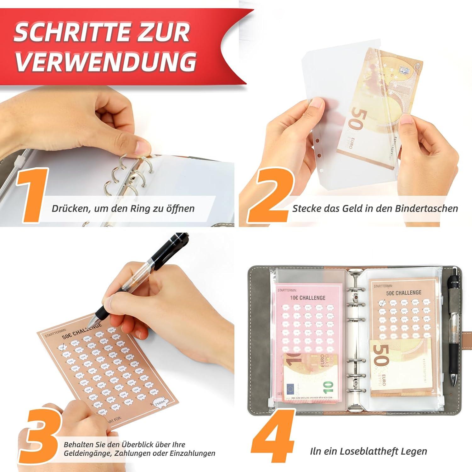 2024 Spar Challenge Buch mit 8 Sparchallenges Budget Planner A6
