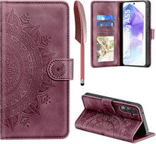 EASDNB Samsung Galaxy A55 5G Flip Wallet Hülle Weinrot