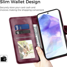 Samsung Galaxy A55 5G Lederhülle Weinrot Flip Wallet