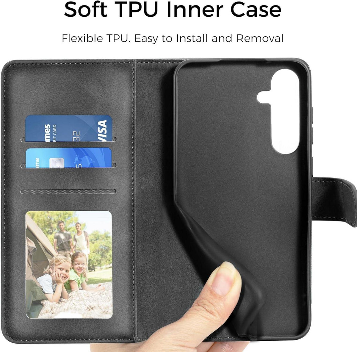 Samsung Galaxy A55 5G Hülle - PU Leder Flip Wallet Case Schwarz
