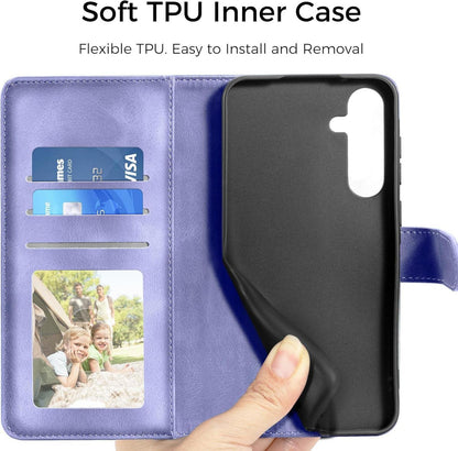 Lila Samsung A55 5G Lederhülle Wallet Case Standfunktion Magnet