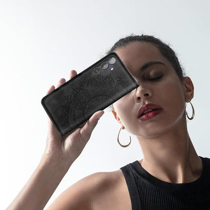 Premium PU Leder Wallet Hülle Samsung Galaxy A15 5G/4G Schwarz