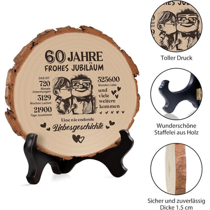 Holzplakette 60. Hochzeitstag Geschenk für Sie & Ihn
