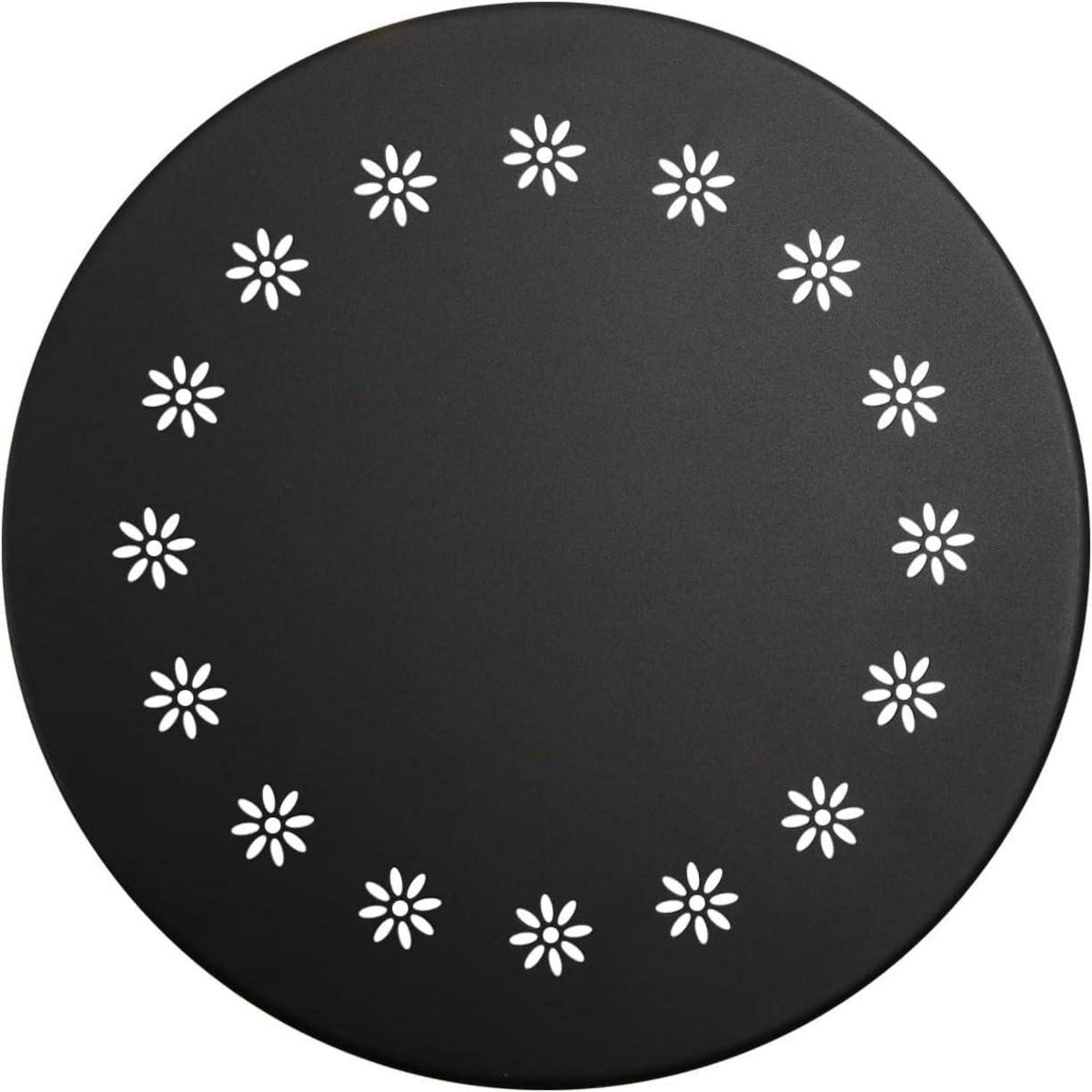 Outdoor Beistelltisch Schwarz mit Blumenausschnitten, Wetterfester Stahl
