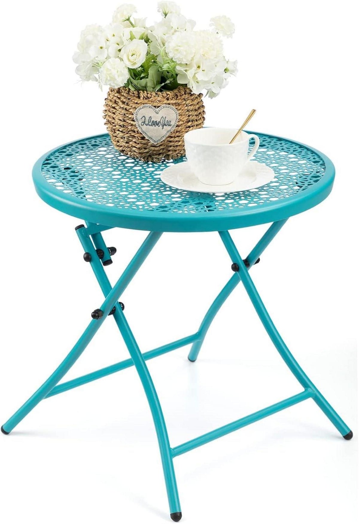 Faltbarer Outdoor Beistelltisch Metall Blume Hof Balkon Rasen