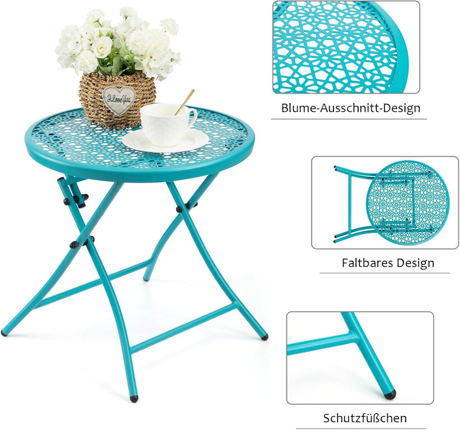 Faltbarer Outdoor Beistelltisch Metall Blau Rostfrei Terrasse