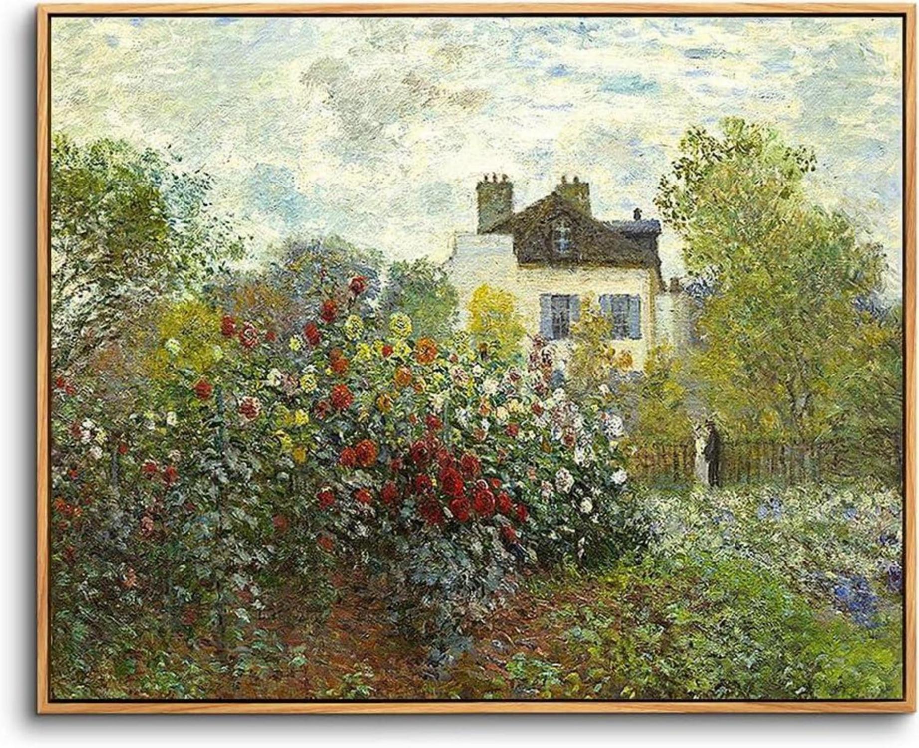 Vintage Leinwandbilder mit Rahmen Holz Wandbilder Claude Monet Rose
