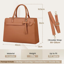 Laptoptasche Damen Groß 15.6 Zoll PU Leder Wasserdicht Braun