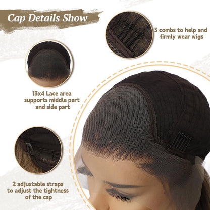 Braune Körperwelle Lace Front Perücke 22 Zoll Synthetisch