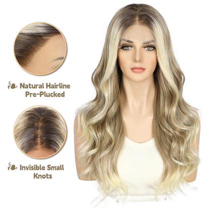 Blonde Körperwelle Lace Front Perücke 22 Zoll Synthetisch