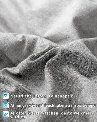 Kissenbezug 40x70 cm 2er Set - 100% Baumwolle Grau mit