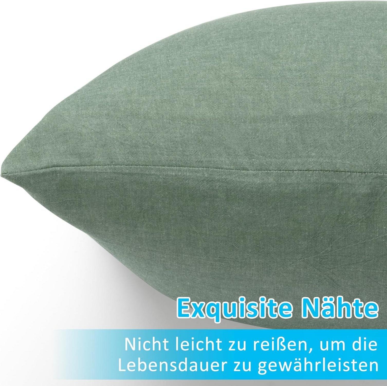 ATsense 2er Set Kissenbezug 40x70 cm Baumwolle Grün mit Reißverschluss