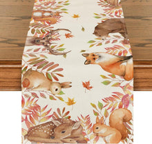 Herbst Tischläufer Vögel Eichhörnchen Blätter Dekoration 40x180 cm