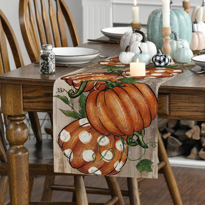 Herbst Tischläufer Kürbisse Blätter Urlaub Dekor 40x140cm Braunschwarz