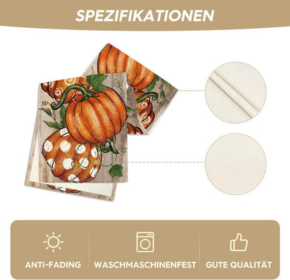 Herbst Tischläufer Kürbisse Blätter 40x140 cm Braun