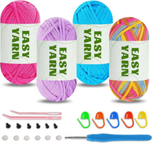 4er Set Easy Yarn Häkelgarn für Anfänger in Regenbogenfarben