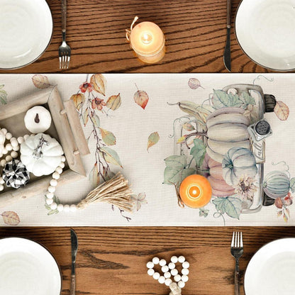 Herbst Tischläufer Kürbisse 40x300 cm Beige Kitchen Party Decor