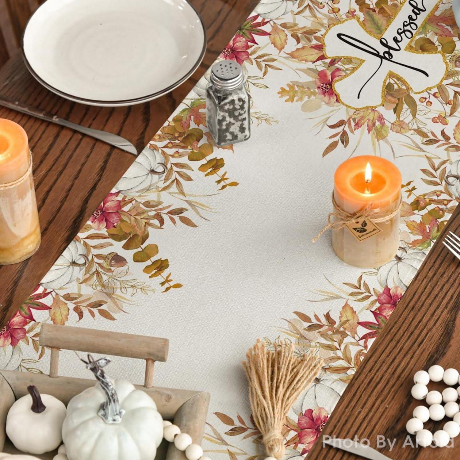 Herbst Tischläufer Eukalyptus Blätter 40x140 cm Küche Party