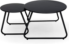Outdoor Couchtisch Set: Wetterfest Stahl, Rund, Terrasse Schwarz