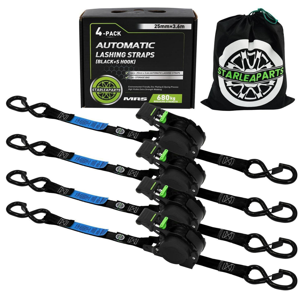 Automatischer Spanngurt-Set 4er Pack – 3,6m, 340KG