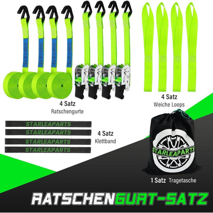 Spanngurte mit Ratsche 4er Set – 900kg Bruchlast, 4m lang