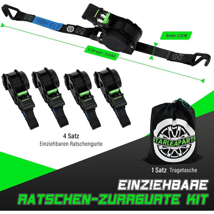Automatischer Spanngurt-Set 4er-Pack – 3,6m x 25mm