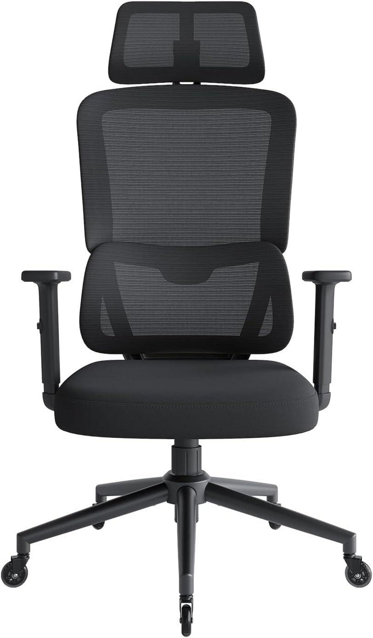 Ergonomischer Bürostuhl mit Lordosenstütze und Armlehne, Schwarz
