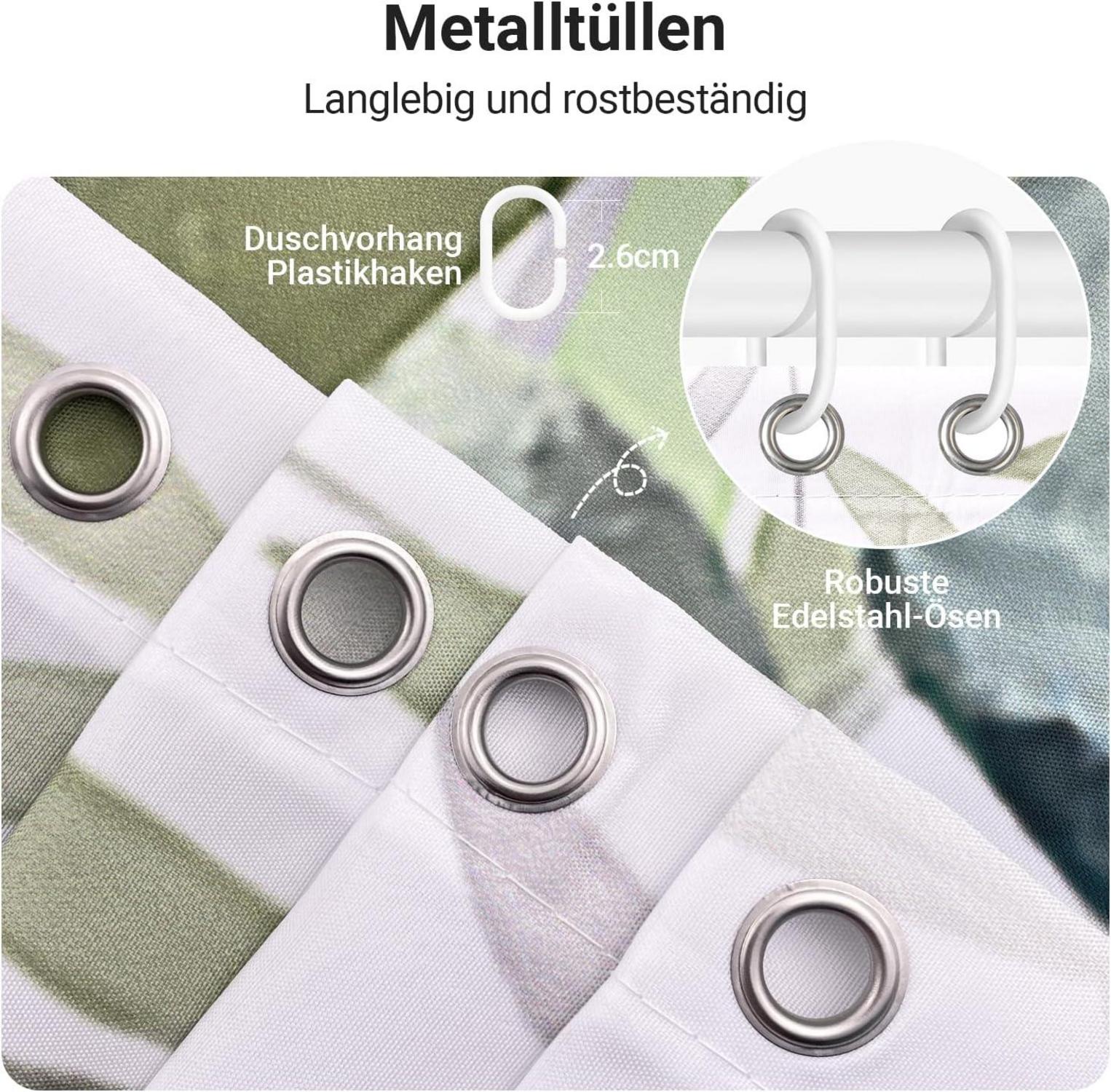 Duschvorhang 200x200cm Blätter Antischimmel Textil Wasserdicht Polyester Badevorhänge